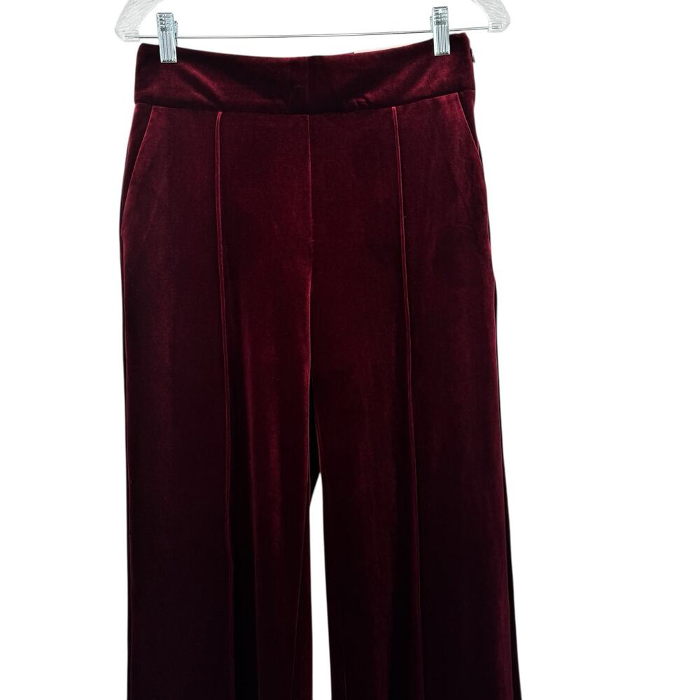 I.N.C. International Concepts Burgundy Red Pintuck Velvet Wide Leg Pants Size S - Picture 2 of 12